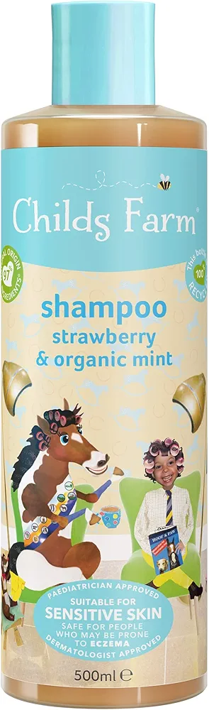 Childs Farm, Kids Shampoo for Dry, Sensitive Skin & Scalp, Strawberry & Organic Mint, Detangles & Nourishes, Vegan, Cruelty-Free, 16.9 fl oz