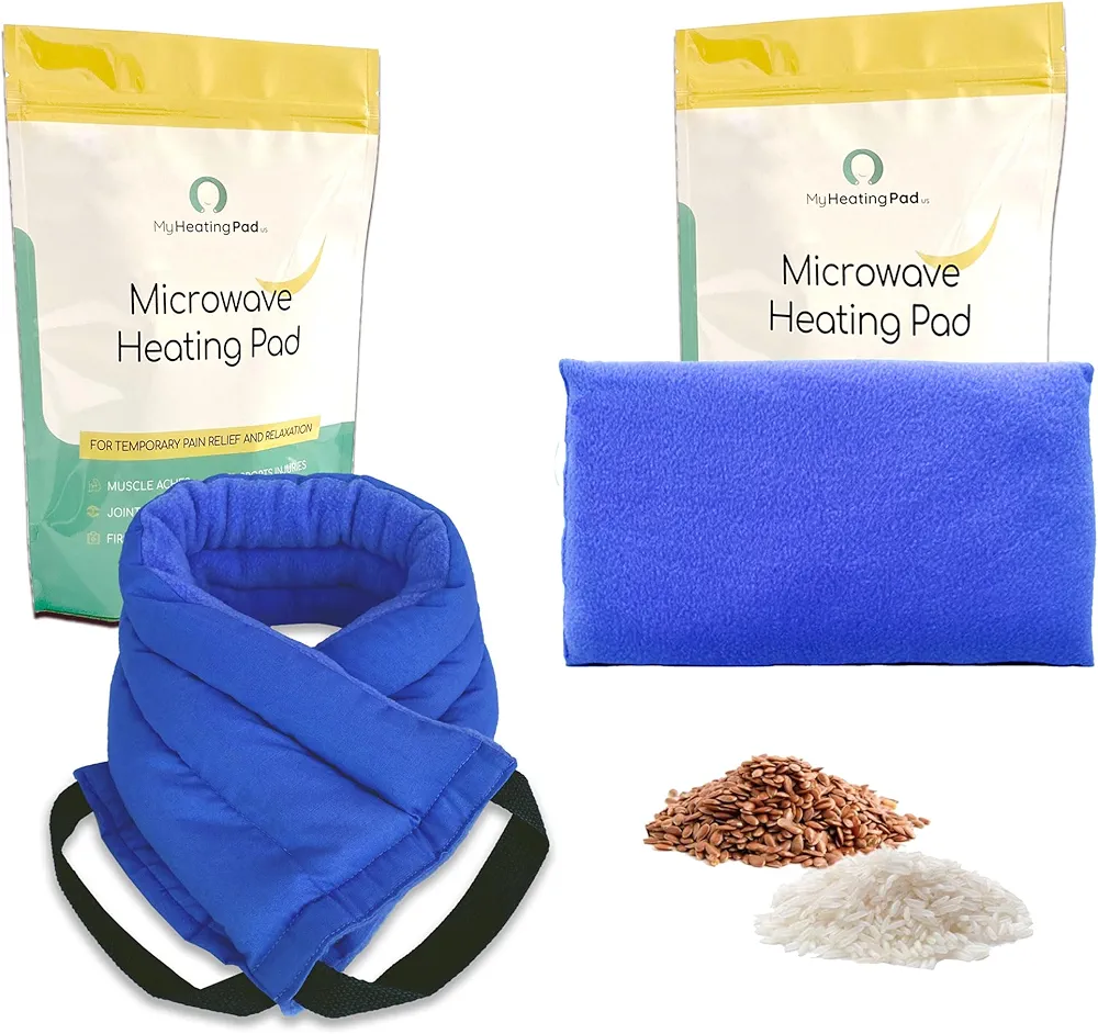 My Heating Pad for Pain Relief Bundle of - Rectangle Microwavable Heating Pad for Joints and Muscles Relief +Multi-Purpose Microwave Heating Pad for Neck & Shoulders Muscles & Joints - 2 Packs Blue