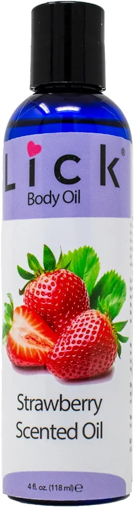 LICK Strawberry Scented Body Oil - Vitamin E Infused, Moisturizing & Hydrating Body Oil Gel for Women, Soothing Aromatherapy Experience - Antioxidant Protection, Natural & Gentle Body Oil…