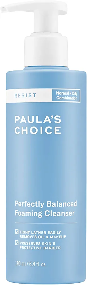 Paula's Choice RESIST Perfectly Balanced Foaming Cleanser, Hyaluronic Acid & Aloe, Anti-Aging Face Wash, Large Pores & Oily Skin, 6.4 Ounce