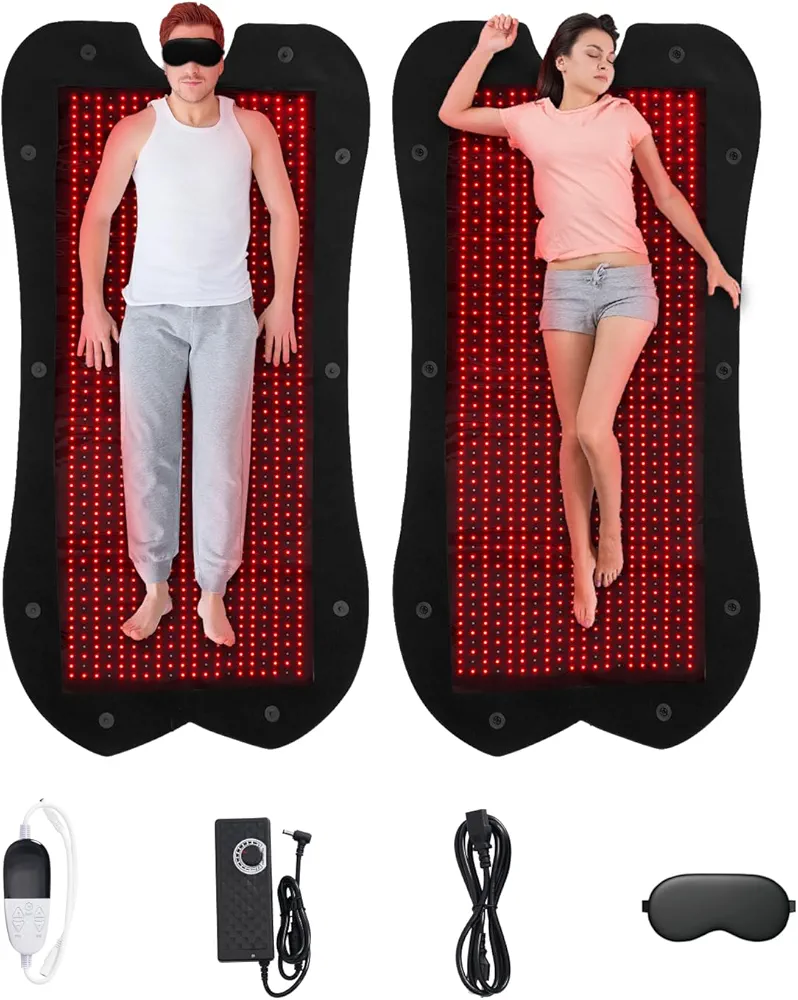 2pcs(75 * 39in) Red Light Therapy mat for Full Body Pain Relief, Red Light Mat for Single or Double Use,Home Infrared Light Therapy Blanket for Waist Shoulder