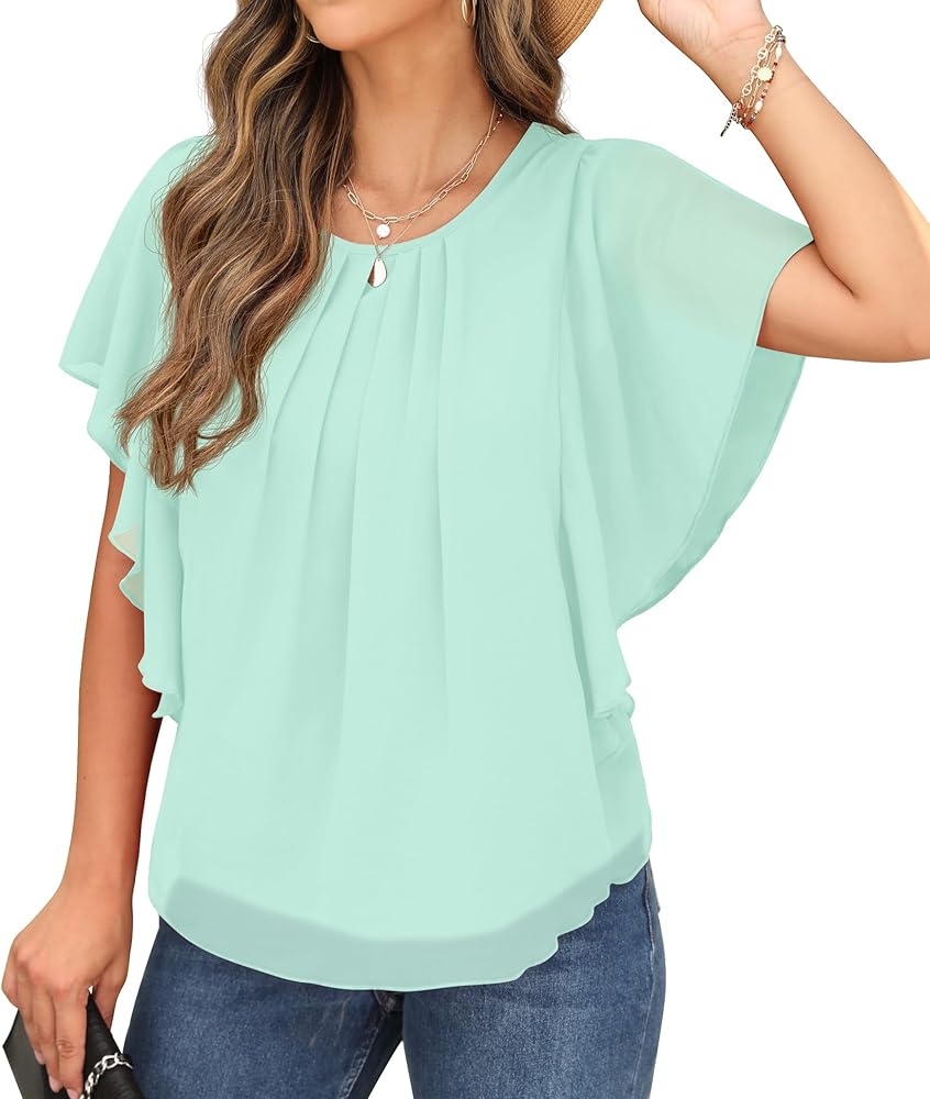 QIXING Loose Casual Chiffon Tops Light