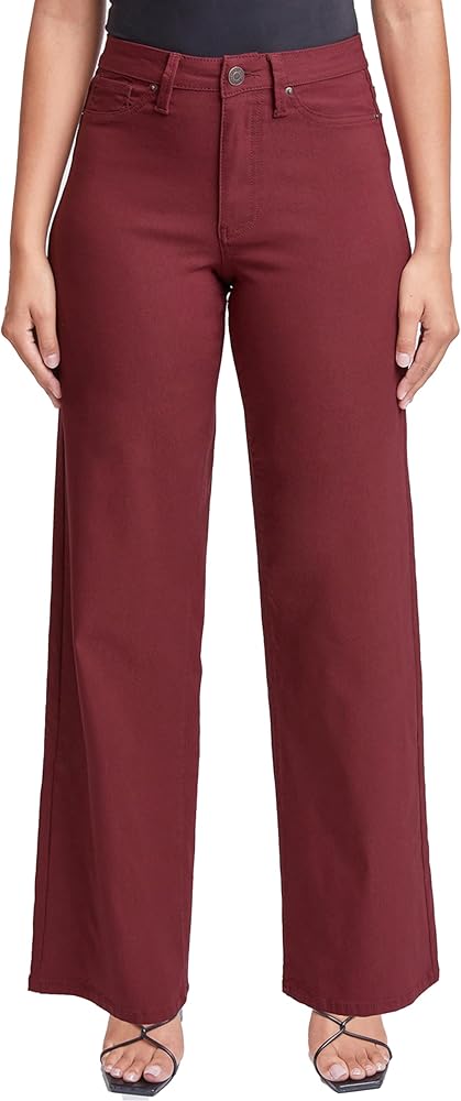 YMI Women's Hyperstretch Forever Color High Rise Wide Leg Pants