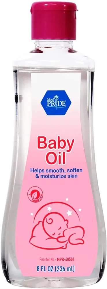 MED PRIDE Pure Baby Oil For Infants, Baby Boys & Girls - Premium Mineral Oil For Babies To Prevent Moisture Loss- Nourishing Baby Moisturizer For Smooth Skin- Suitable For Sensitive Skin 8 fl oz