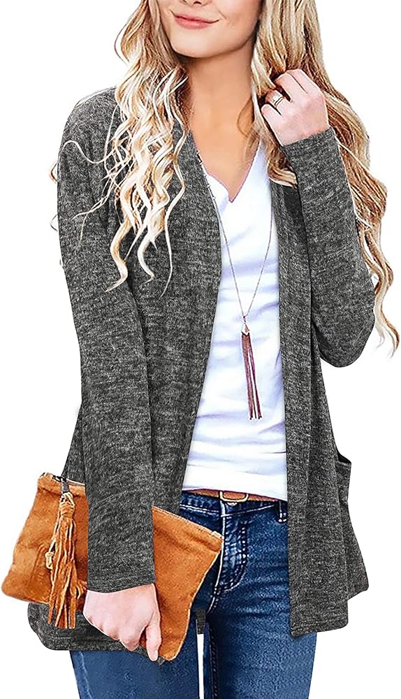 ULTRANICE Cardigan Sweaters Womens Fashion 2024 Fall Lightweight Long Sleeve Casual Tops Clothes Outfits with Pockets