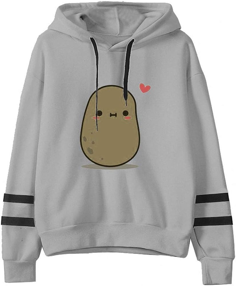 Hoodies for Women, Women Girls Potato Hoodie Long Sleeve Cute Drawstring Sweatshirt Casual Loose Pullover Tops