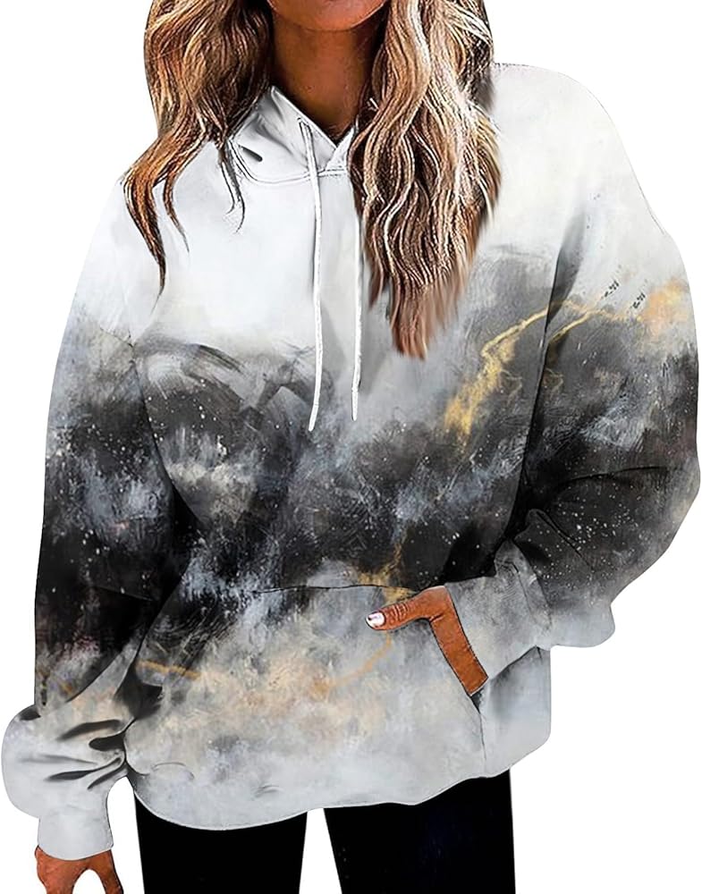 Fall Fashion For Women 2024 Trendy Womens Fall Hoodies Long Sleeve Printed Sweatshirt Casual Loose Crew Neck Pullover