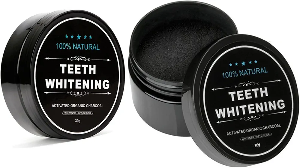 Teeth Whitening Charcoal Powder, Teeth Whitener Powder Oral Care Sets Natural Coconut, No Hurt on Enamel or Gum (2)