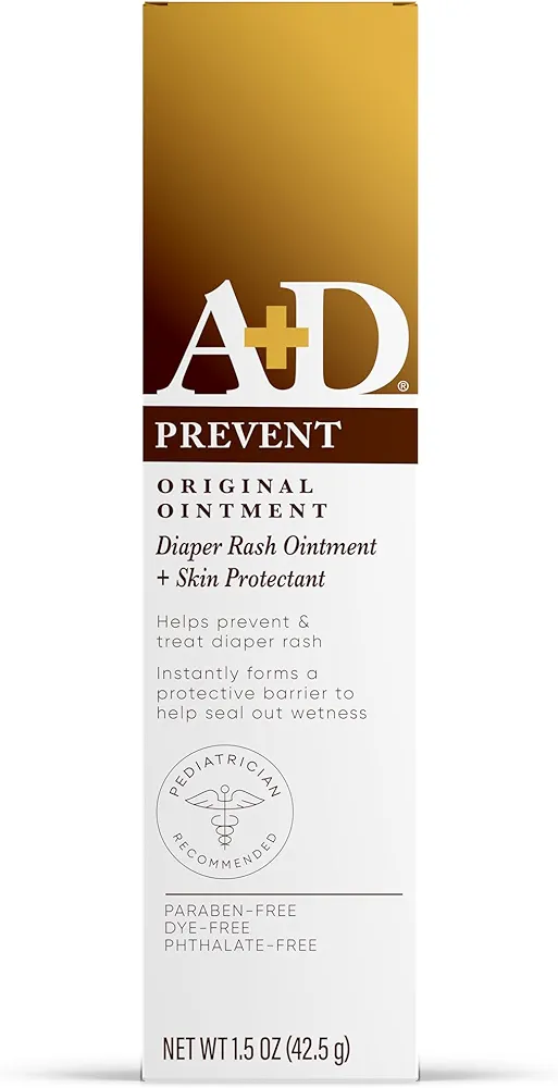 A+D Original Diaper Rash Skin Ointment, Baby Skin Protectant With Lanolin and Petrolatum, Helps Prevent Cracked Skin and Diaper Rash, 1.5 Ounce Tube, Packaging May Vary