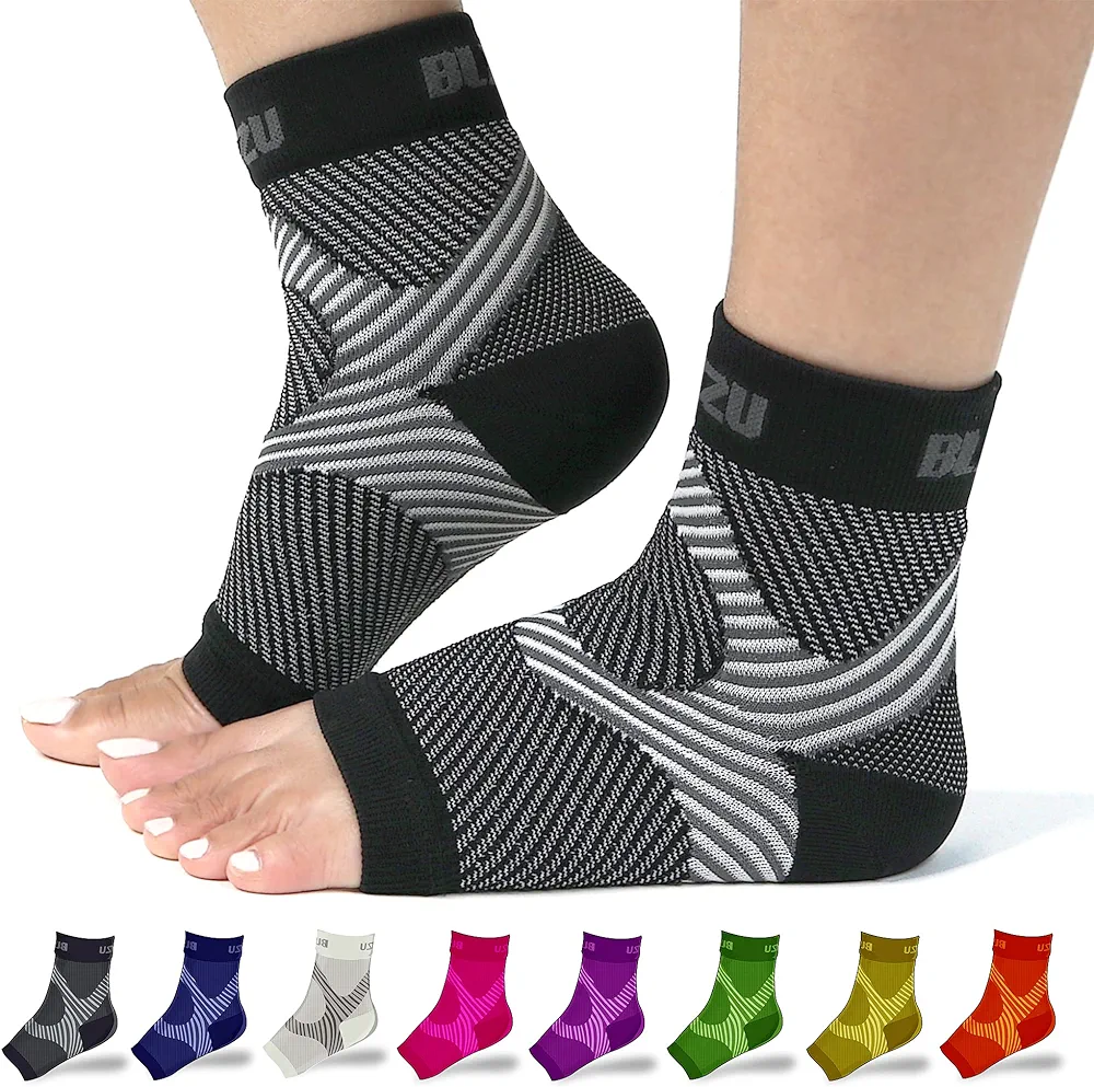 BLITZU Foot Compression Sleeve Plantar Fasciitis Relief Plantar Fasciitis Socks Women Ankle Sleeve Support Foot Support for Pain Plantar Fasciitis Compression Socks Black XXL