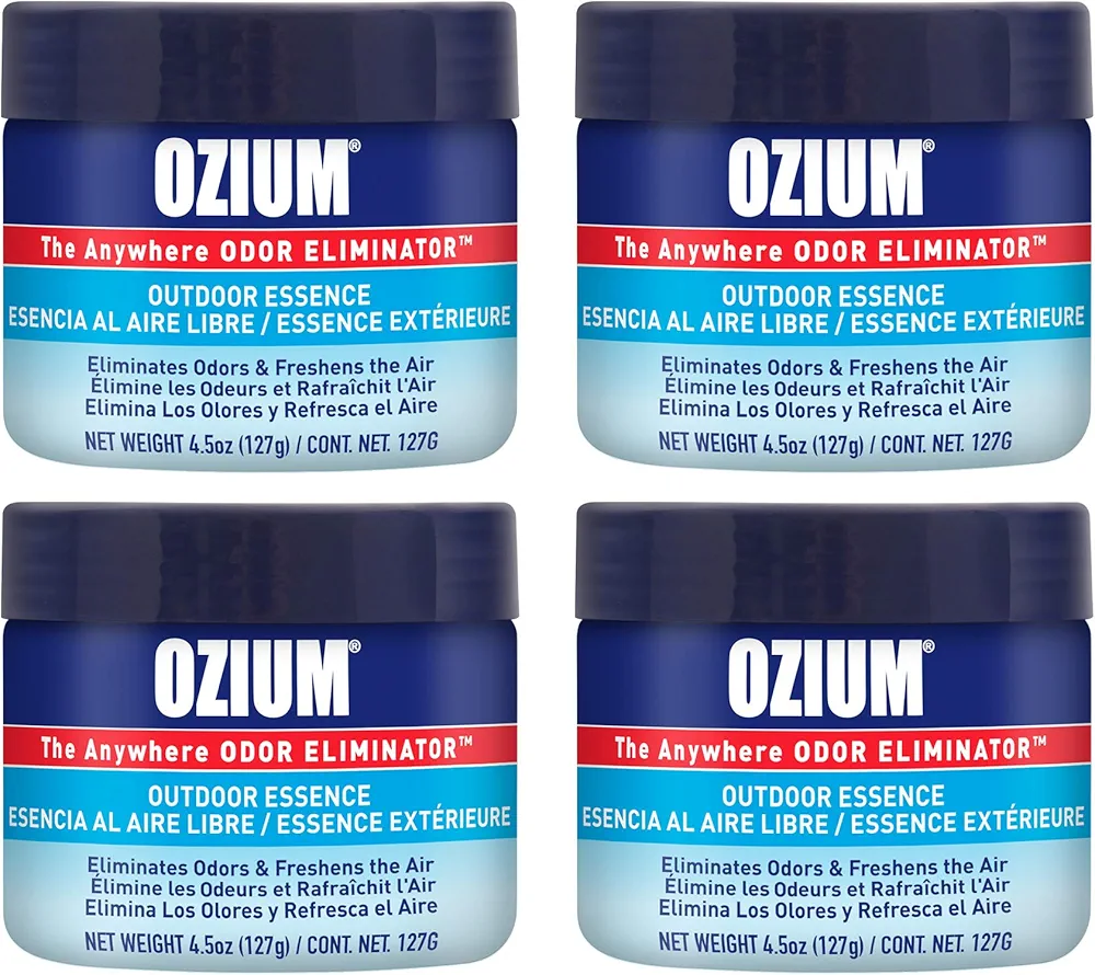 Ozium 4.5 Oz. 4 Pack Odor Eliminating Gel for Homes, Cars, Offices and More, Outdoor Essence, 4 Pack