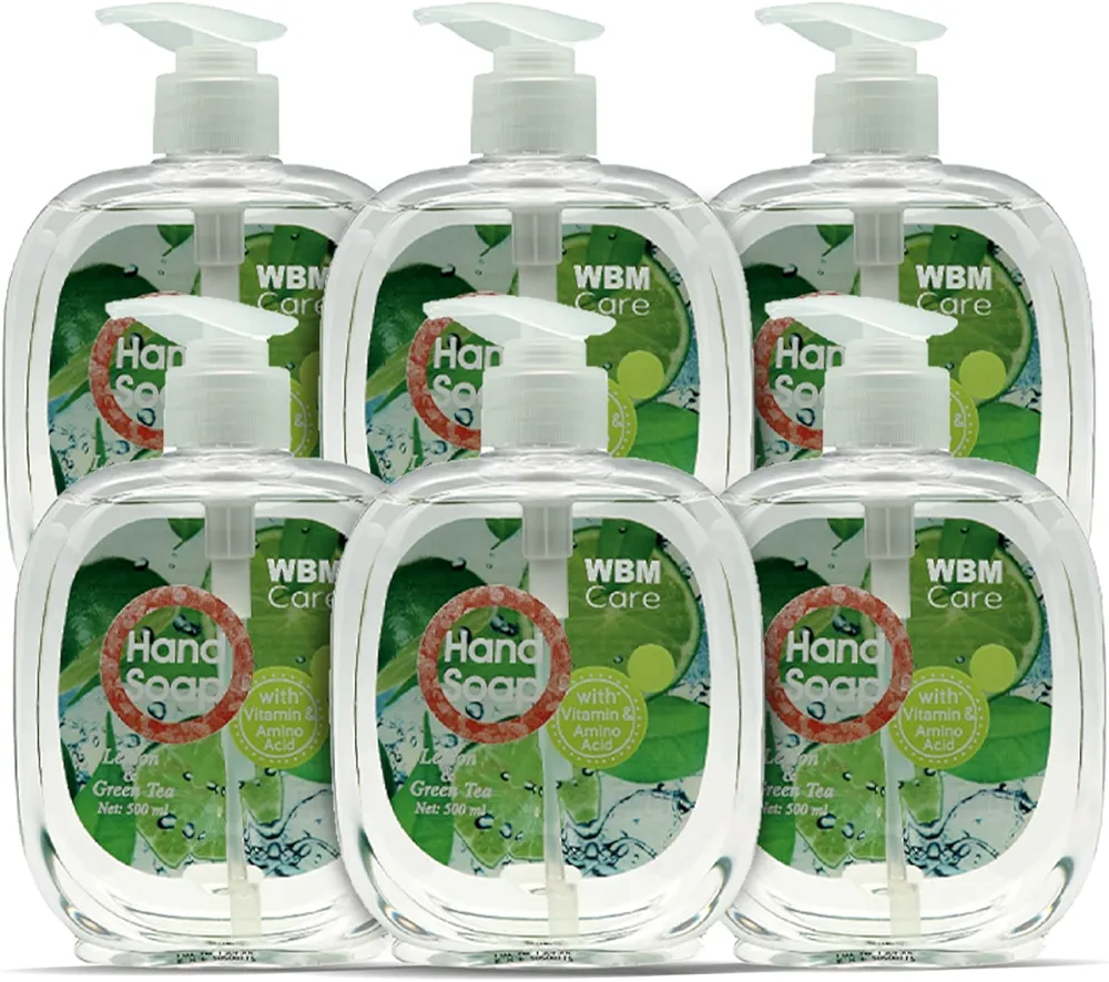 WBM Care Hand Soap, Made with Lemon & Green Tea Extracts, Nourishing & Smooth Leave Your Skin Feeling Refresh, Liquid Hand Soap, 16.9 Oz/Each – Pack of 6