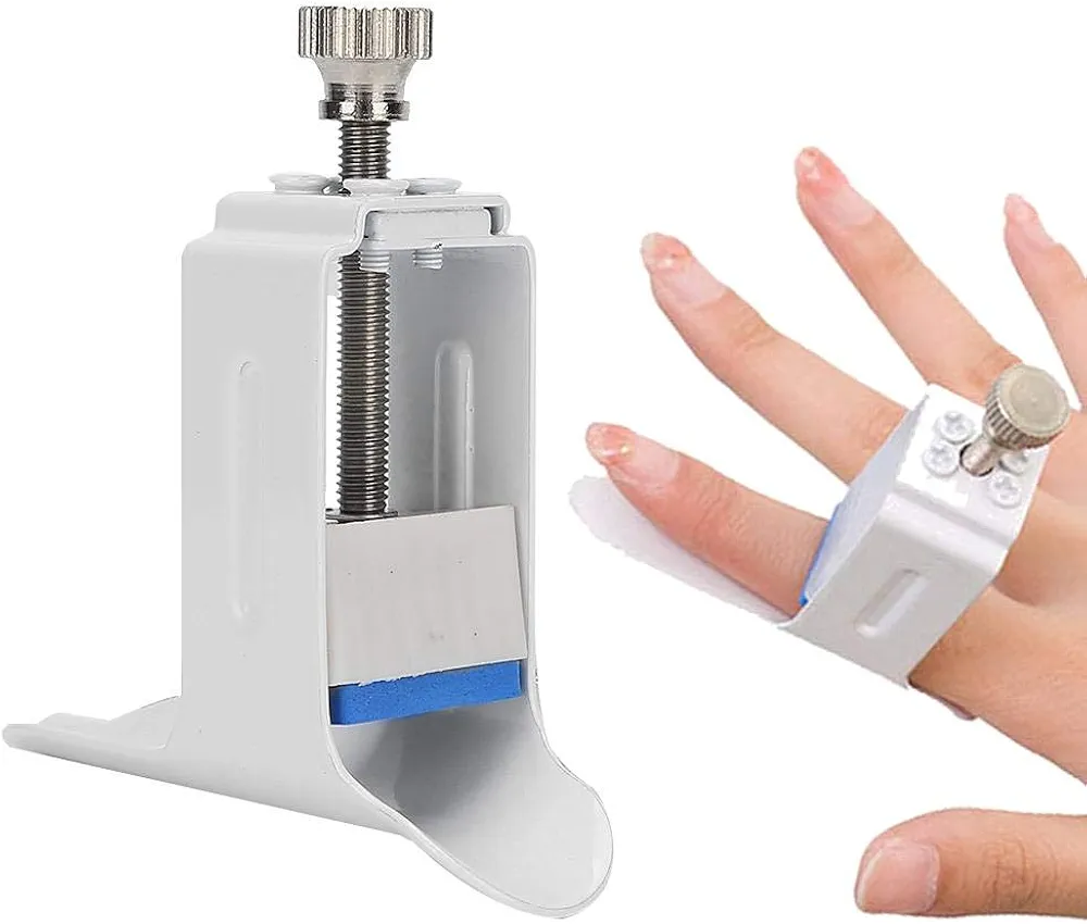 Finger Straightener, Finger Rehabilitation Machine White Average Hand Injury Joint Support Brace Finger Corrector Pressing Device for Finger Pain Easy Pressing Splint