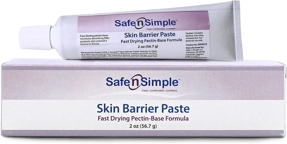 Safe n' Simple Fast Drying Stoma Paste - 2 oz - Protective Skin Barrier with Alcohol - Ostomy Skin Protectant Supplies - Stoma Skin Protection Barrier Paste