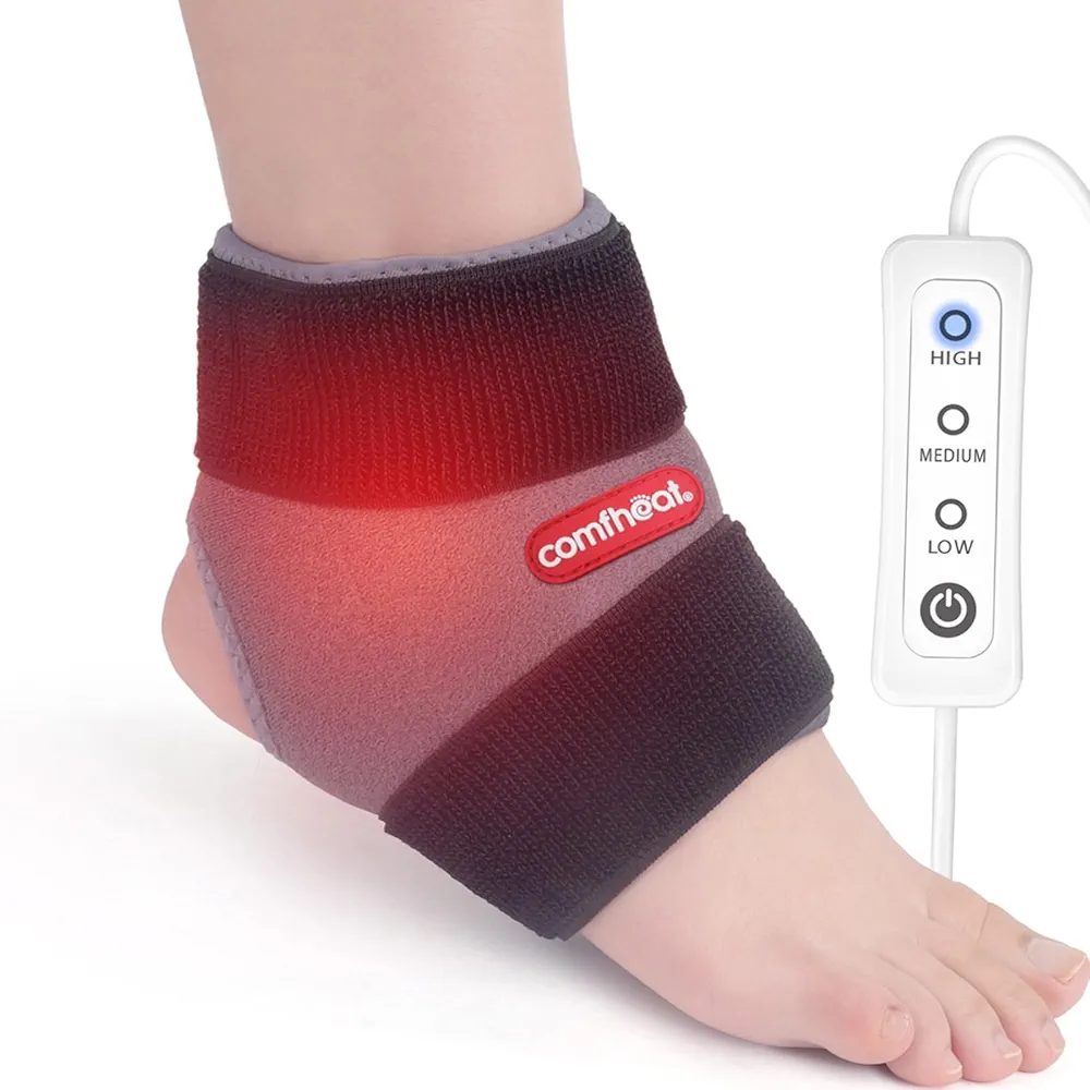 Heated Ankle Wrap for Ankle Arthritis Pain Relief, USB Ankle Heating Pad with 3 Heat Settings, Auto Shut Off, Heat Therapy for Sprains, Strains, Post-surgical, 1 Pack