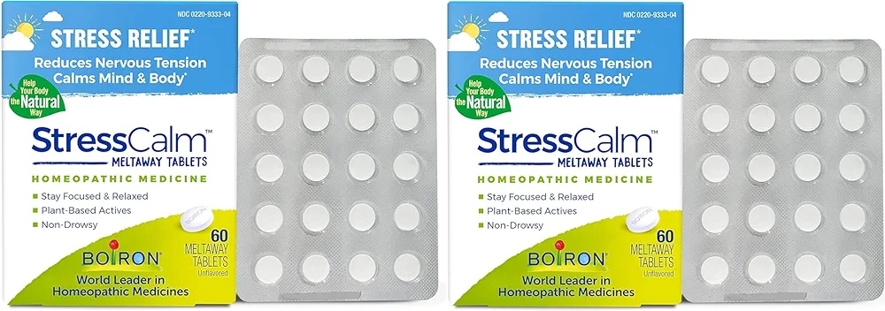 Boiron StressCalm for Relief of Stress, Anxiousness, Nervousness, Irritability, and Fatigue - 60 Count (Pack of 2)