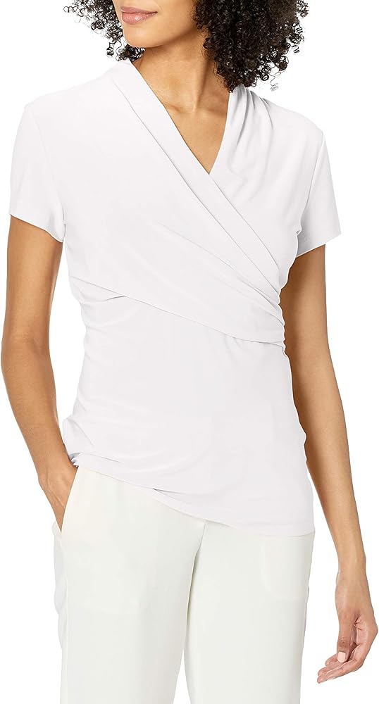 DKNY Women's Short Sleeve Suit Blouse