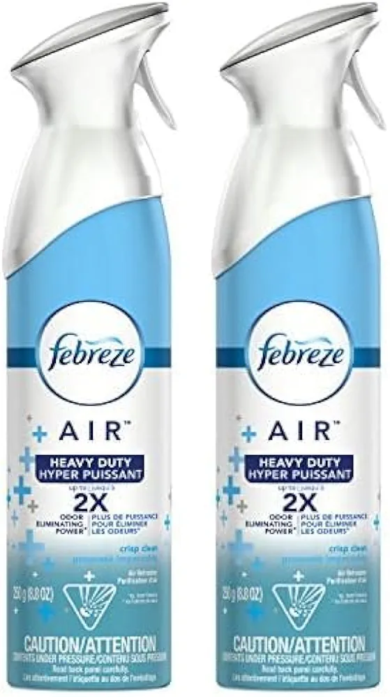 Febreze Odor-Eliminating Air Freshener, Heavy Duty Crisp Clean, 8.8 fl oz (Pack of 2)