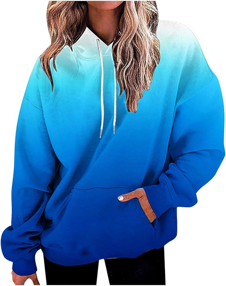 Women's Casual Loose Sweatshirt Hoodie Simple Number Graphic Long Sleeve Drawstring Pullover Oversized Fleece Sweatshirt