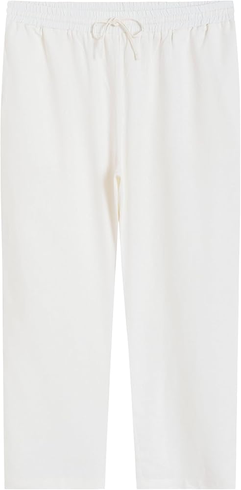 Weintee Women's Plus Size Petite Linen Pants with Pockets