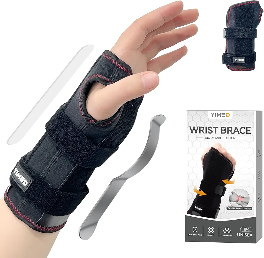 Adjustable Wrist Brace Night Support for Carpal Tunnel (Left or Right), Adjustable Compression Wrist Brace for Men, Women, Kids, Bowling,Arthritis, Tendonitis, Sprains (Small)