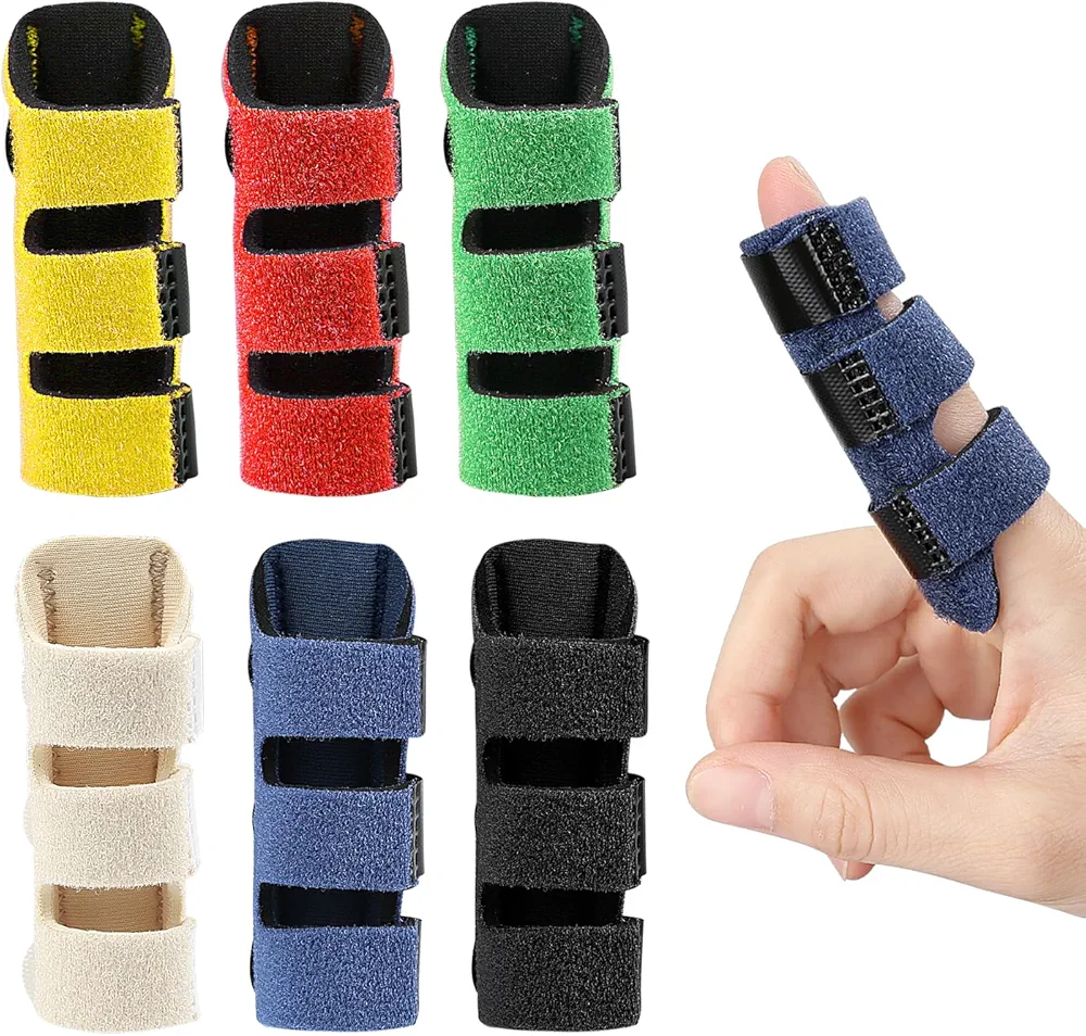 4 Pcs Finger Splint, Adjustable Trigger Finger Support Brace for Men and Women All Fingers (Black)