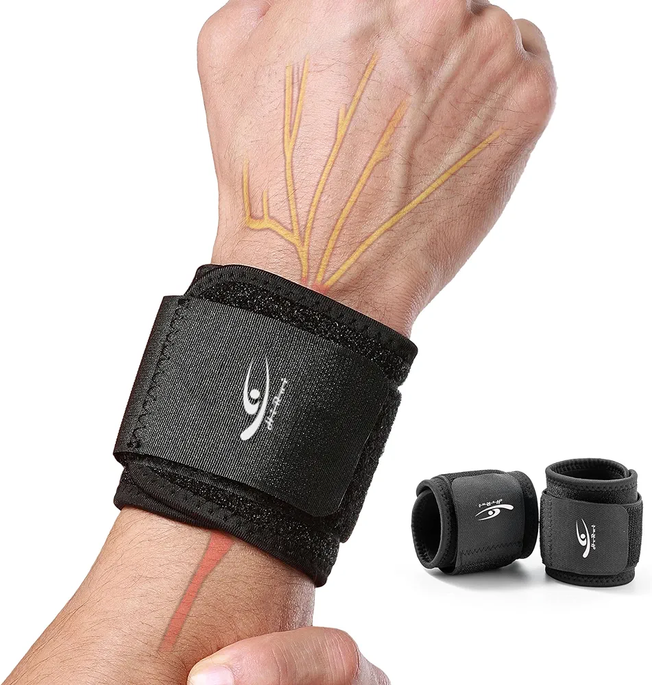 HiRui Wrist Compression Strap Wrist Brace Wrist Band Wrist Support for Fitness, Weight Lifting, Tendonitis, Carpal Tunnel Arthritis, Wrist Pain Relief, Wrist Wraps for Men Women, Adjustable (2 PCS)