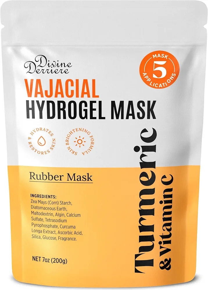 Divine Derriere Vajacial Hydrogel Mask - Premium Modeling Mask with Turmeric & Vitamin C - Deeply Purifying & Super Hydrating Facial and Vajacial Mask, Peel-Off Mask, Hydro jelly Mask Powder Kit