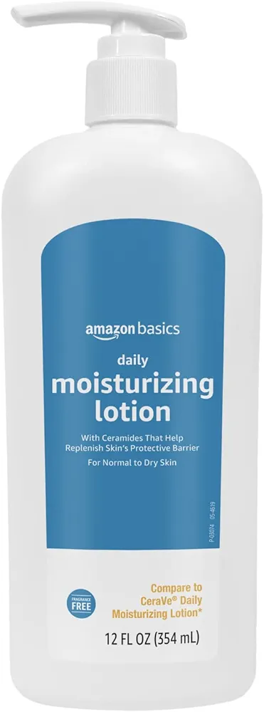 Amazon Basics Daily Moisturizing Lotion with Ceramides & Hyaluronic Acid, 12 Fluid Ounces, 1-Pack