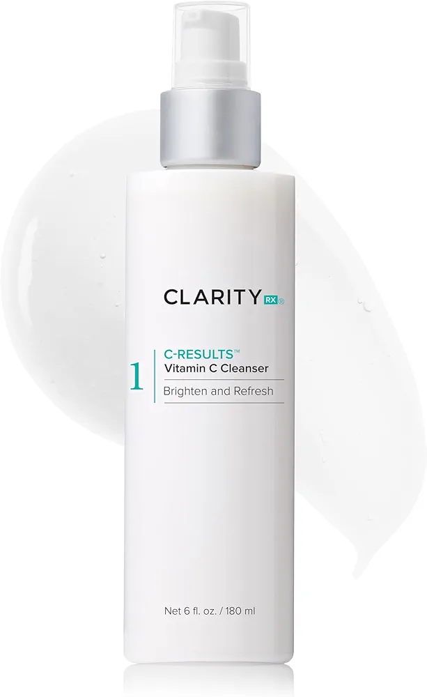 ClarityRx C-Results Vitamin C Facial Cleanser, Natural Plant-Based Brightening Face Wash with Lactic Acid