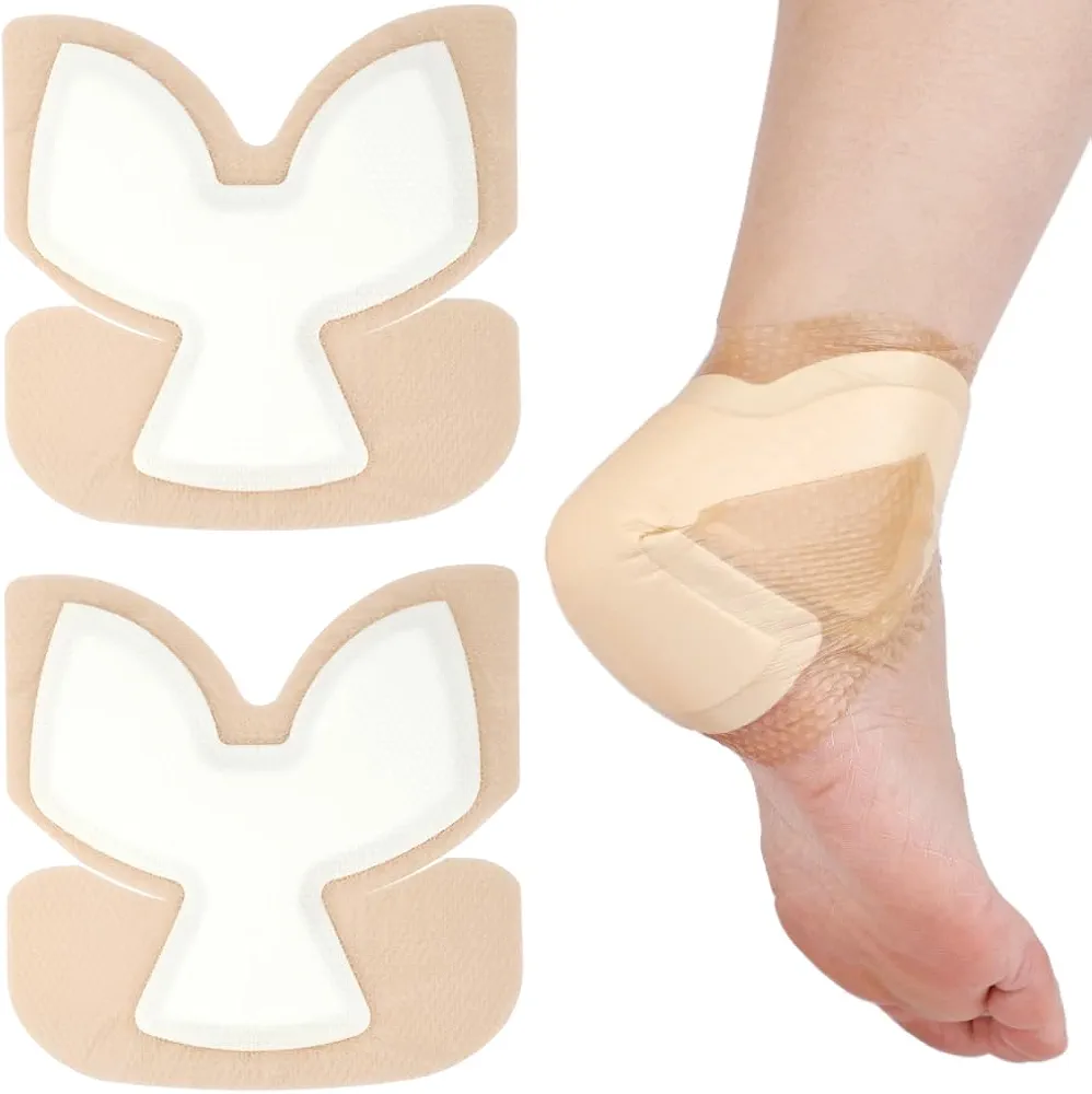 Heel Bordered Silicone Foam Dressing Waterproof Adhesive Sacral Bandages with Absorbent Padding for Elbow Wrist Foot Pressure Bed Sore Hip Knee Replacement Surgery 8.26"x8.26" 2 Pack