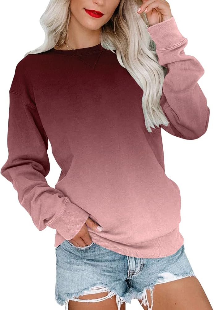 BeadChica Womens Casual Crewneck Sweatshirt Long Sleeve Tops Cute Pullover Loose Fit