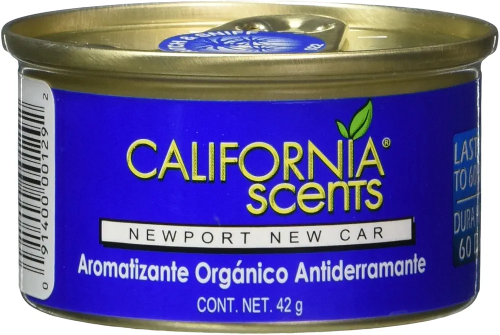 California Scents Spillproof Can Air Freshener Eco-Friendly Odor Neutralizer for Home, Car, & Much More, Newport New Car, 1.5 oz, 12 Pack