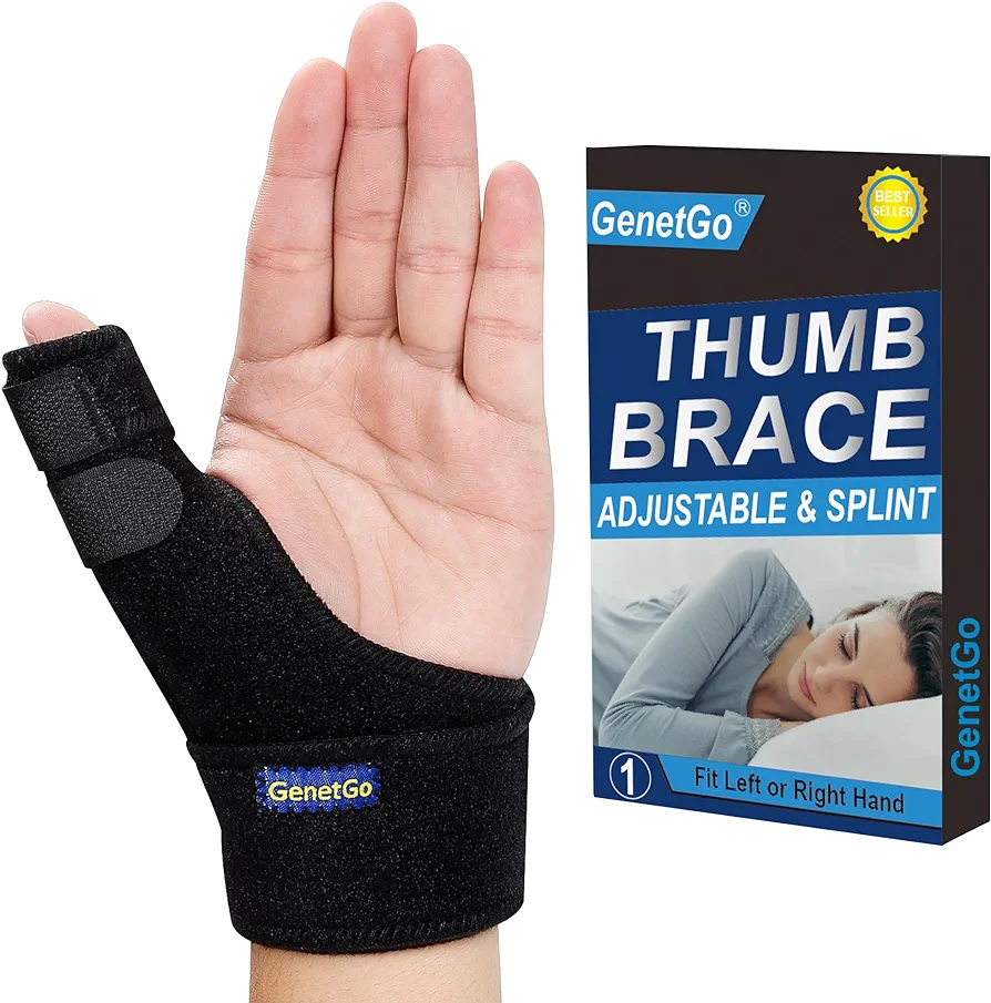 Trigger Thumb Splint - Thumb Spica Support Brace Stabilizer for Pain, Sprains, Arthritis, Tendonitis (Right Hand or Left Hand) (Black)