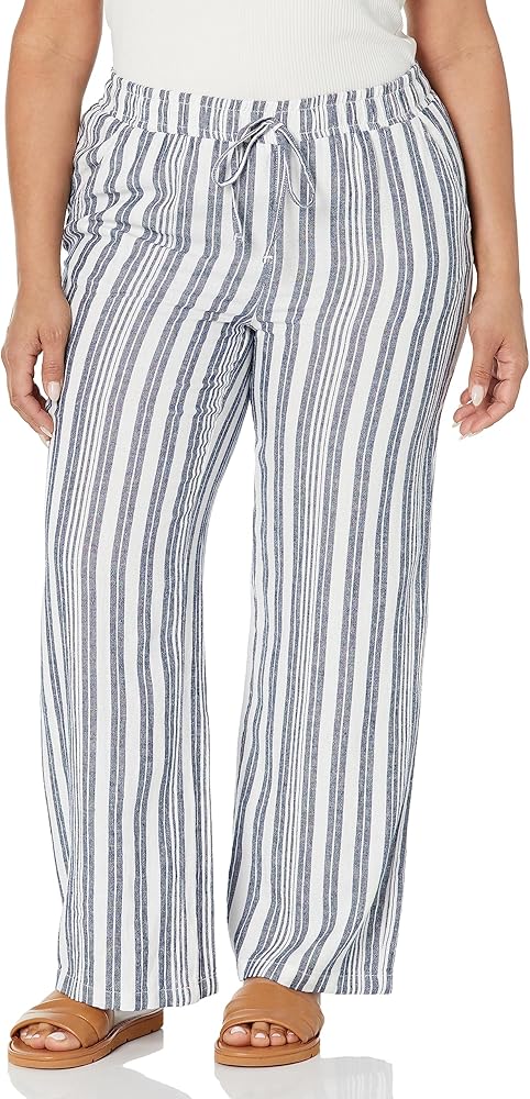 Briggs New York Women's Linen Pull on Wide Leg Pant