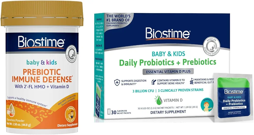 Biostime 2FL HMO Prebiotic + Probiotic Vitamin D Powder for Toddlers, Kids, Babies | Vitamin D Kids | Constipation & Gas Relief