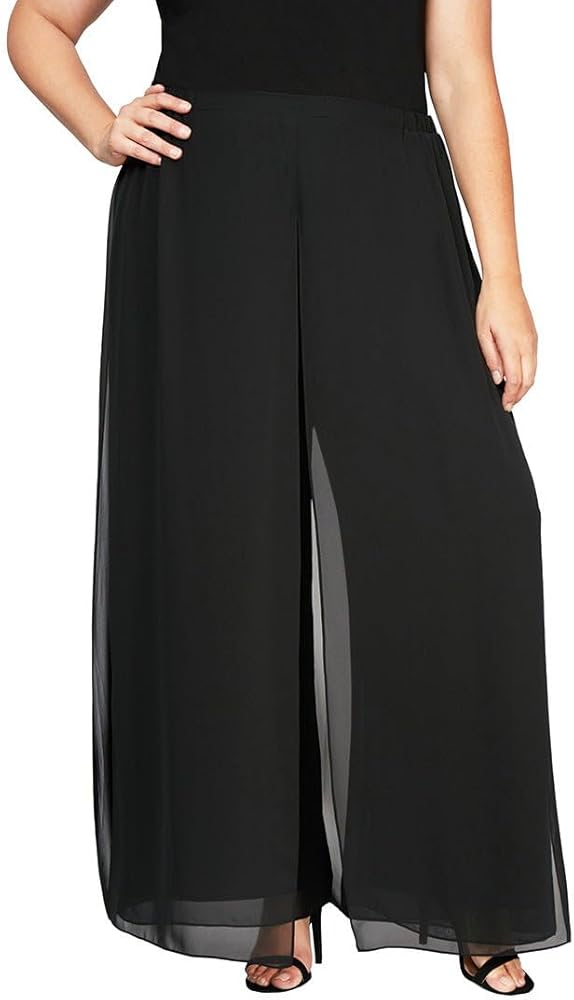 Alex Evenings Women's Full Length Wide Leg Dress Pant Size and Plus Petite