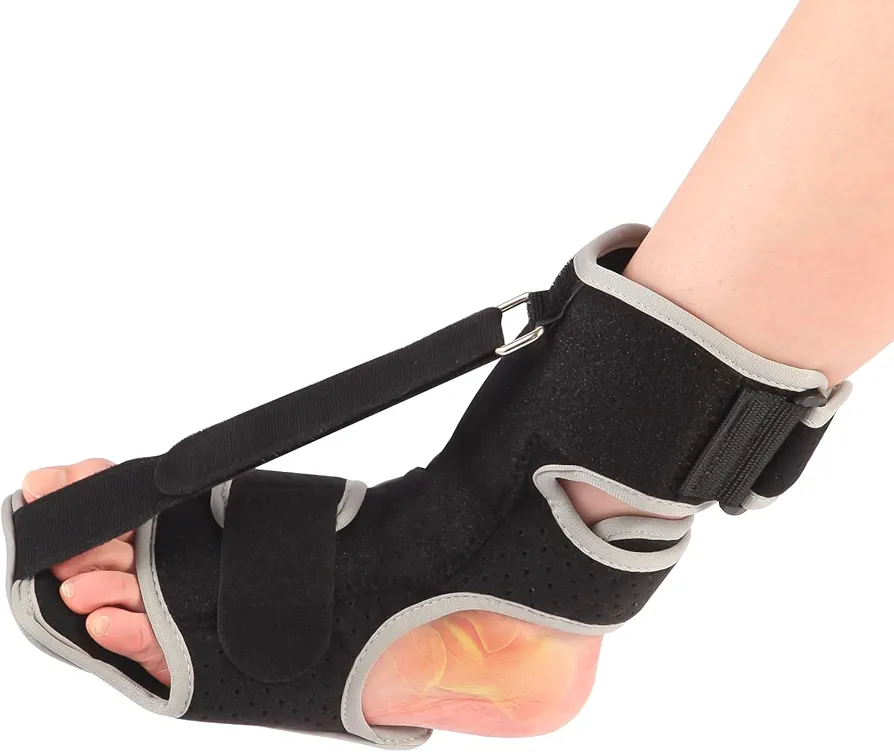 Plantar Fasciitis Night Splint for Pain Relief - Adjustable Foot Brace with Arch Support for Achilles Tendonitis, Heel Pain, Foot Drop Relief, and Walking Boot for Men and Women Black