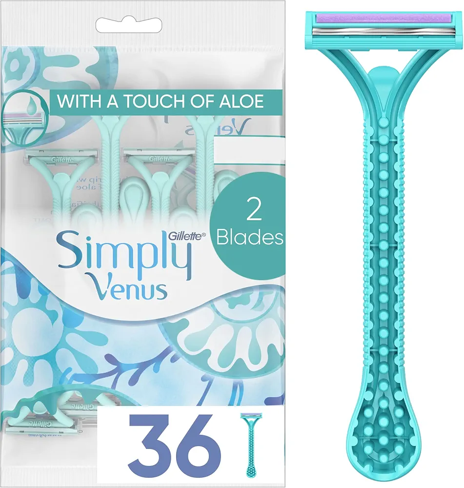 Gillette Simply Venus 2 Disposable Razors for Women, 36 count (4 packages of 9 razors)