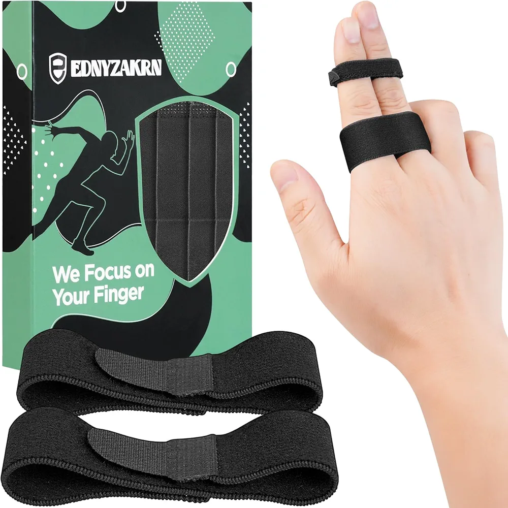 10 Pack Buddy Tape Finger Straps, 2 Finger Splint for Broken Finger Trigger Finger, Washable and Reusable Finger Brace for Joint Stabilizer for Sport Injured