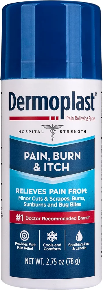 Dermoplast Pain, Burn & Itch Relief Spray for Minor Cuts, Burns and Bug Bites, 2.75 Oz (Packaging May Vary)