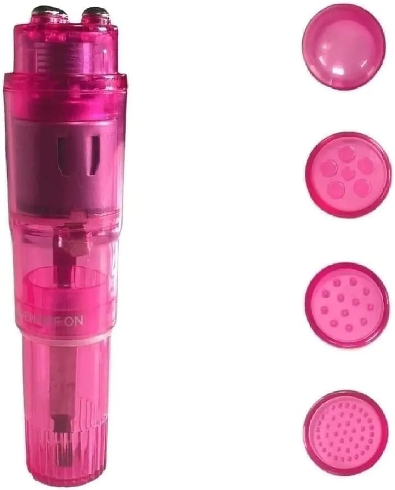 Small Mini Massager Portable Pen for Body Face, Neck, Head,Back Massage with 4 Heads (1PC Pink)