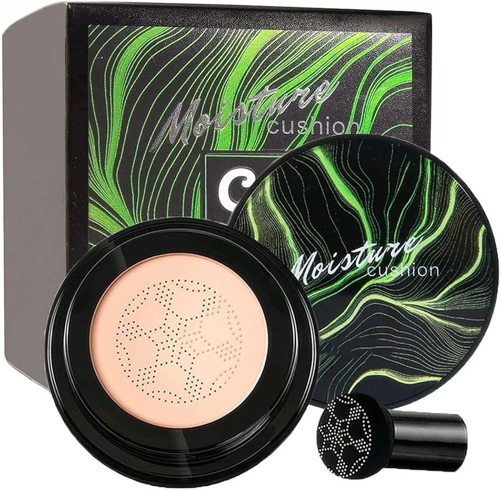 Mushroom Head Air Cushion CC Cream - Mushroom Head Foundation/Long Lasting Nude Matte Concealer, Oil Control/Moisturizing BB Cream Makeup (NATURAL)