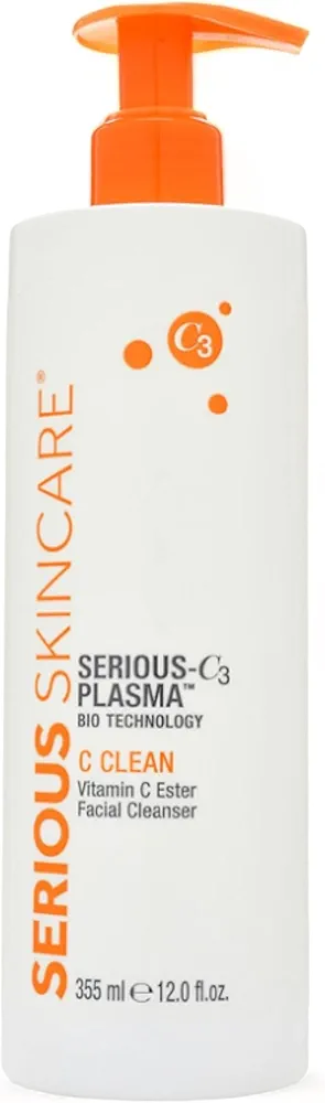 Serious Skincare - Hydrating C3 Vitamin C Facial Cleanser - Gentle Face Wash with Hydrolyzed Collagen - Botanical Extracts - For Dry and Mature Skin - 12 oz.