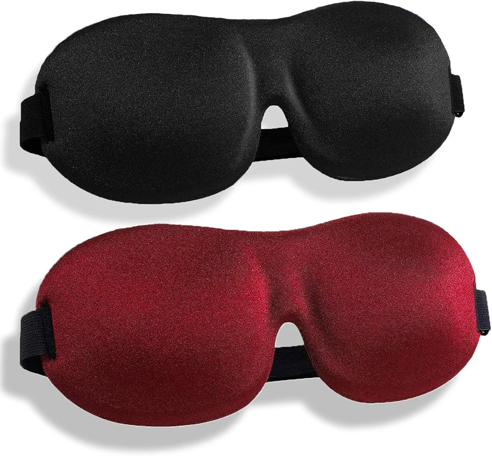 2 Pack Sleep Mask 100% Blackout 3D Eye Mask Eye Mask with Adjustable Strap for Sleeping, Eye Sleep Shade Cover, Night Blindfold for Men Women