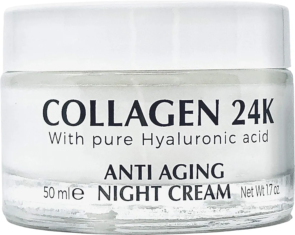 Delfanti-Milano • COLLAGEN 24K • Anti-Aging Night Cream • Face and Neck Moisturizer with pure Hyaluronic Acid • Made in Italy