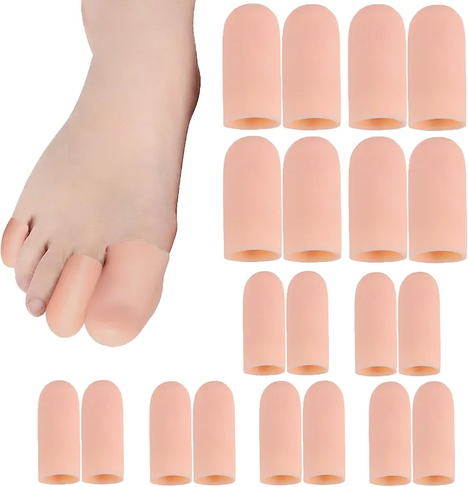 Toe Protectors Women 20 Pieces for Big Toe and Little Toe, Toe Covers for Women Gel Toe Caps for Men Toe Sleeve Toe Cushions for Pain Relief Toe, Hammer Toe Calluses Blister Protection