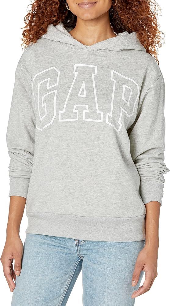 GAP Women's Logo Sherpa Lined Hooded Sweatshirt