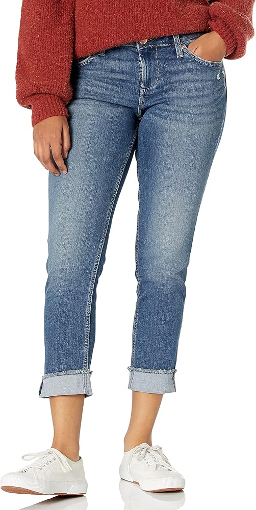 Riders by Lee Indigo Women's Fringe Cuff Boyfriend Jean