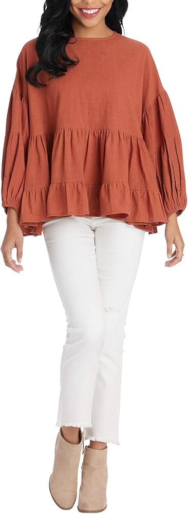 Mud Pie Women's Goldie Flounce Top